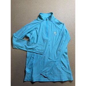 Straight Down Sun‎ Valley Pullover Athletic Quarter Zip Top Aqua Blue S